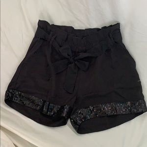 High Waisted Newspaper Shorts